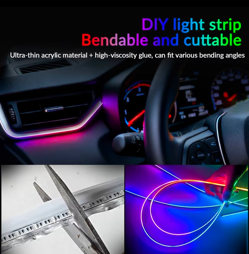 Kit Lumini Ambientale RGB Premium Interior Mașină SmartGlow™ 64 Culori APP