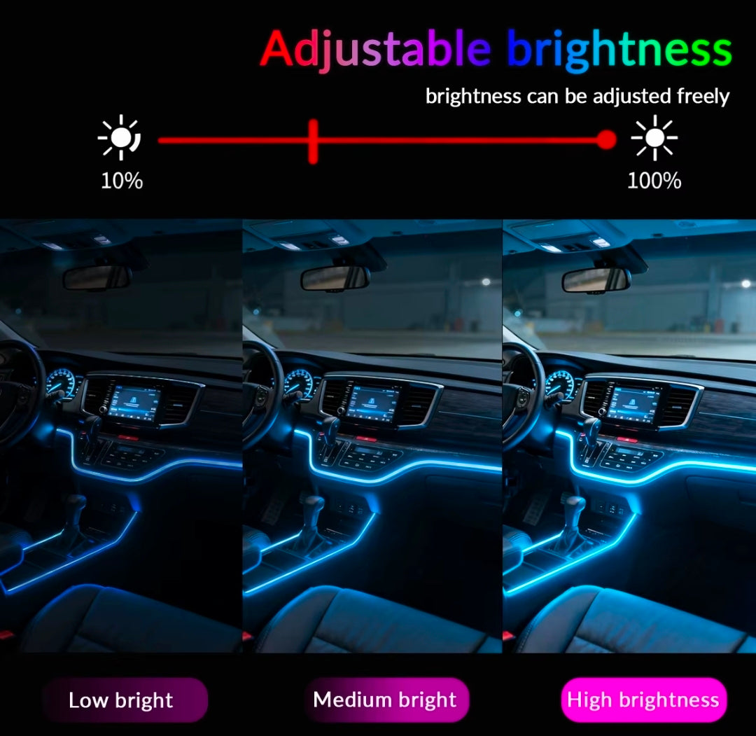 Kit Lumini Ambientale RGB Premium Interior Mașină SmartGlow™ 64 Culori APP
