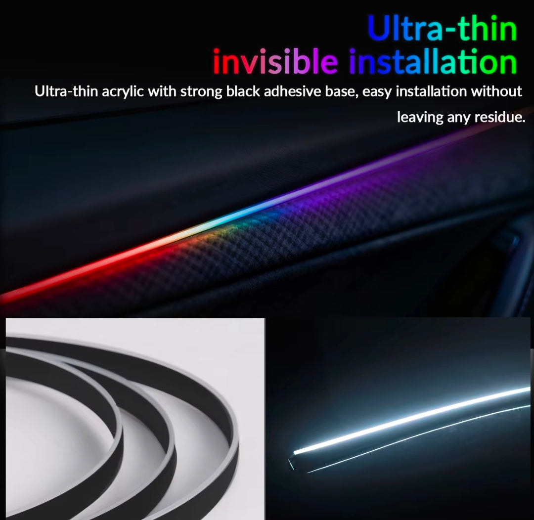 Kit Lumini Ambientale RGB Premium Interior Mașină SmartGlow™ 64 Culori APP